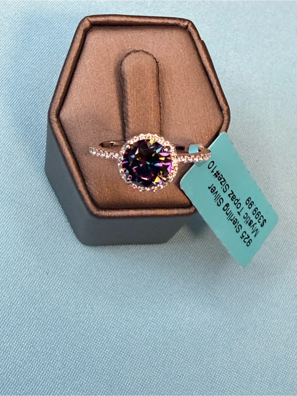 Sterling Silver Mystic Topaz Halo Ring in Purple Multi